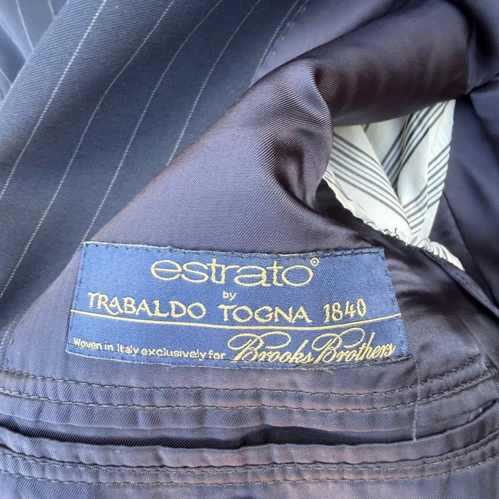 Brooks Brothers Sport Coat Mens 44R Navy Pinstripe 1818 Madison Wool Blazer USA